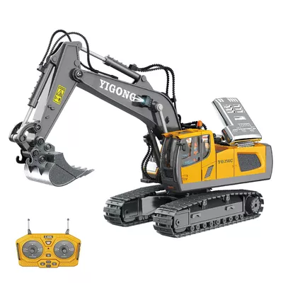 Işıklı Sesli Full Fonksiyon Metal Hareketli Kepçe 11 Kanal 2.4GHz Uzaktan Kumandalı 680° Rotasyon Excavator RC İş Makinesi